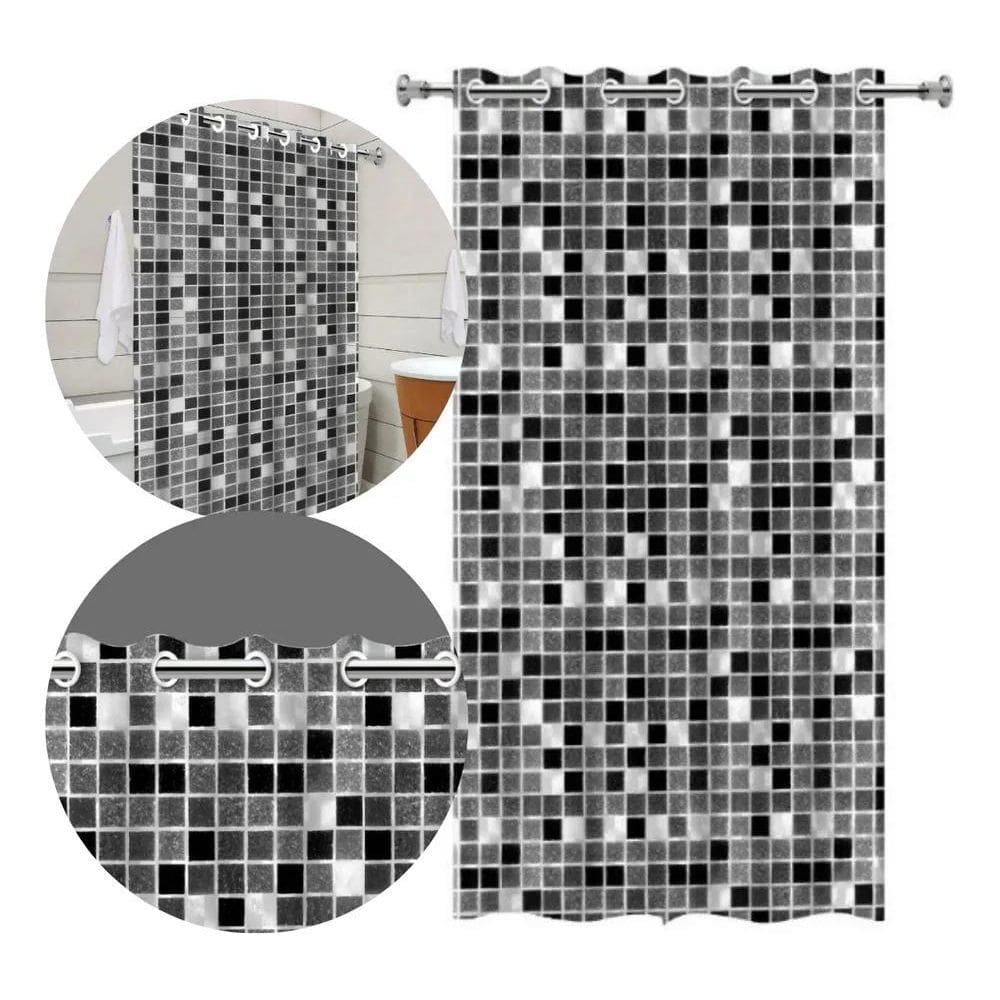 10X Cortina Box Banheiro Impermeável Antimofo Tipo Pastilha