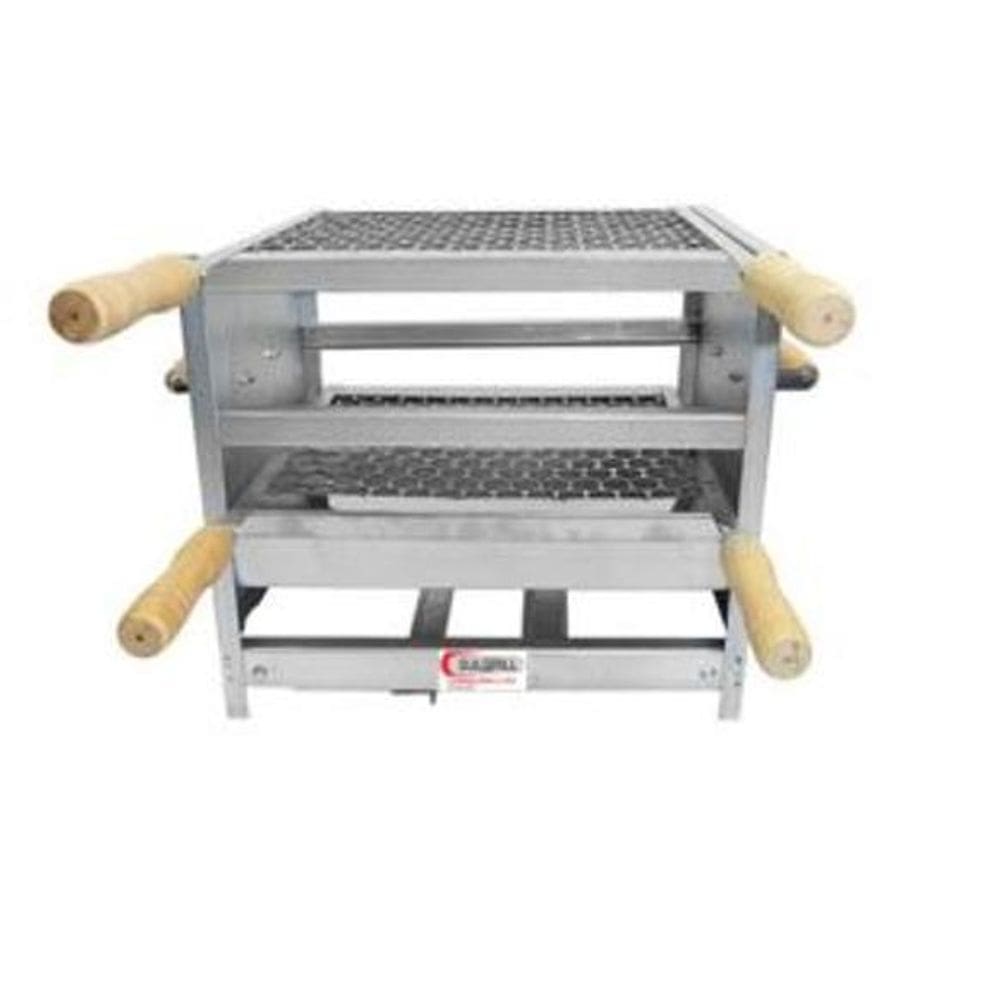 Churrasqueira Portatil Galvanizada 40X28 Com 2 Grelhas Inox