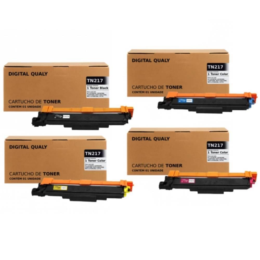 Kit 4 Toner Compatível TN217 TN-217 L3750 L-3210 L3551 L3230 L3550 L3770 CMYK