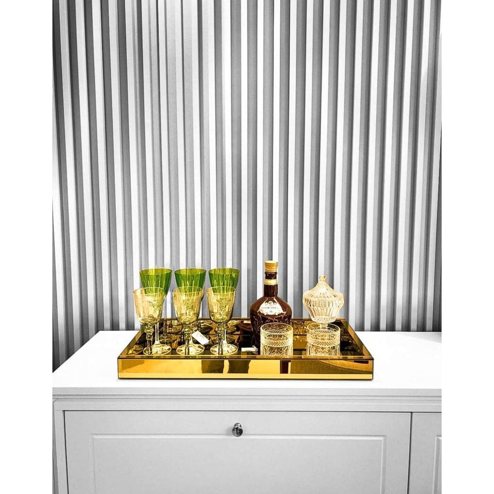 Bandeja Grande Dourada Espelhada Decoração Luxo 60X30