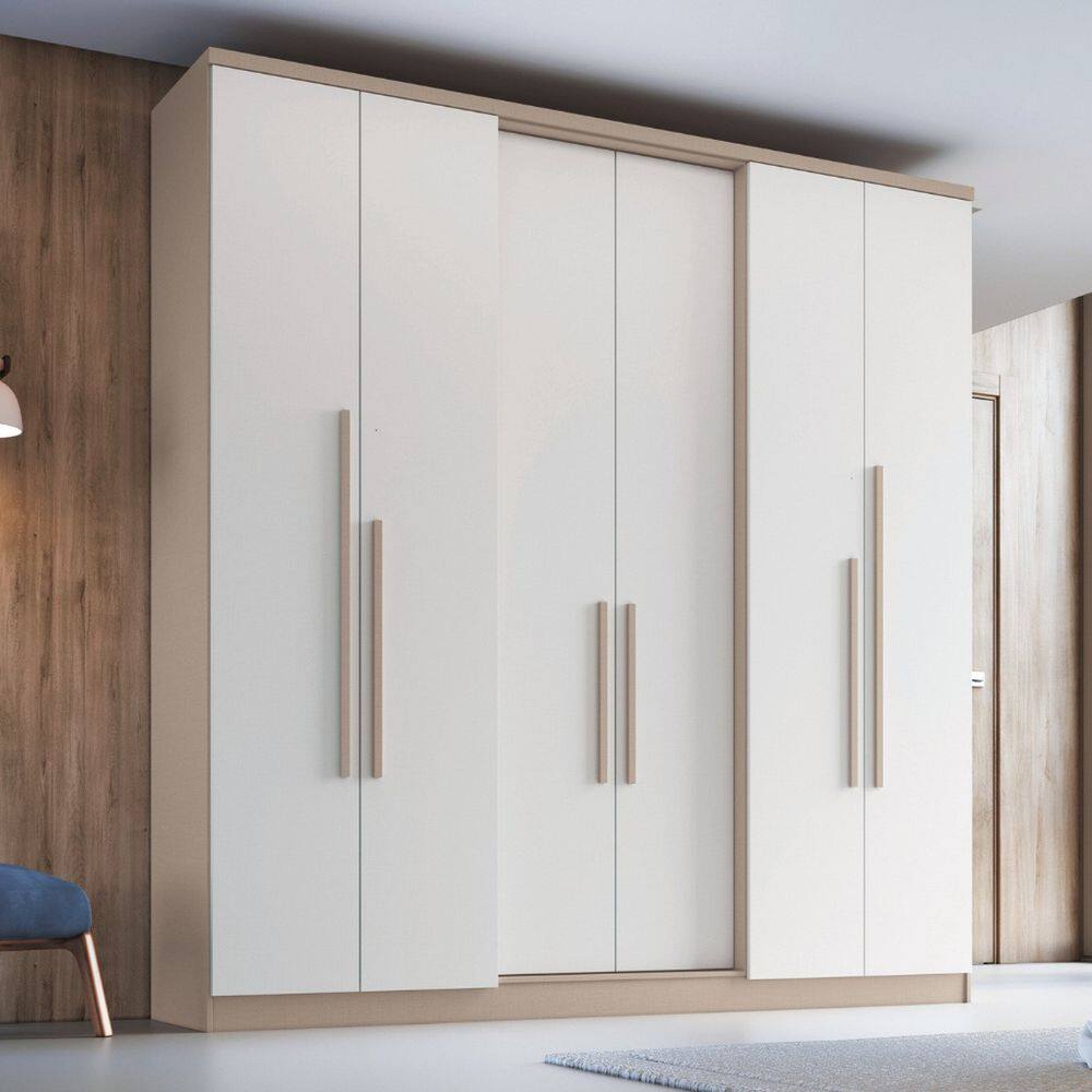 Guarda-roupa 6 Portas 2 Gavetas Sonata New Duna/Branco Line