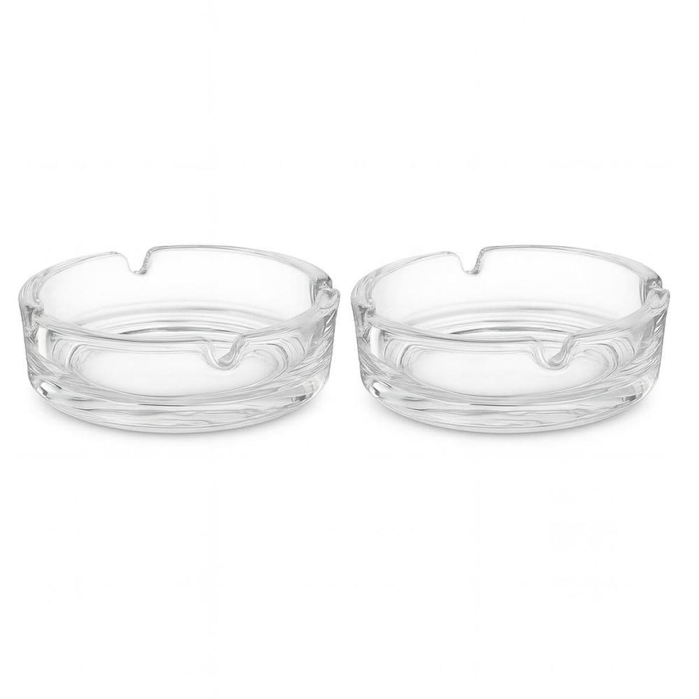 Kit 2 Cinzeiro De Vidro Clássico Redondo Com 4 Apoios 10 Cm