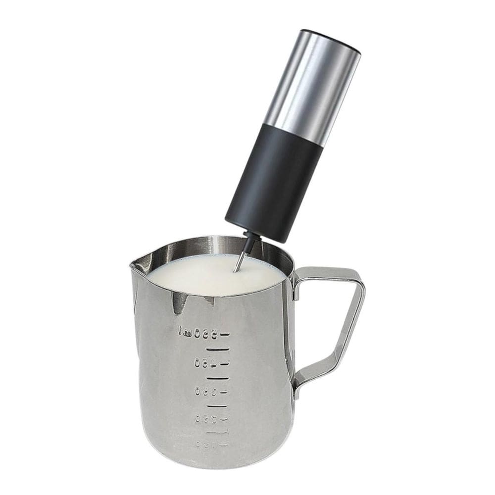 Kit Jarra Barista Inox 600Ml + Mini Misturador Mixer A Pilha