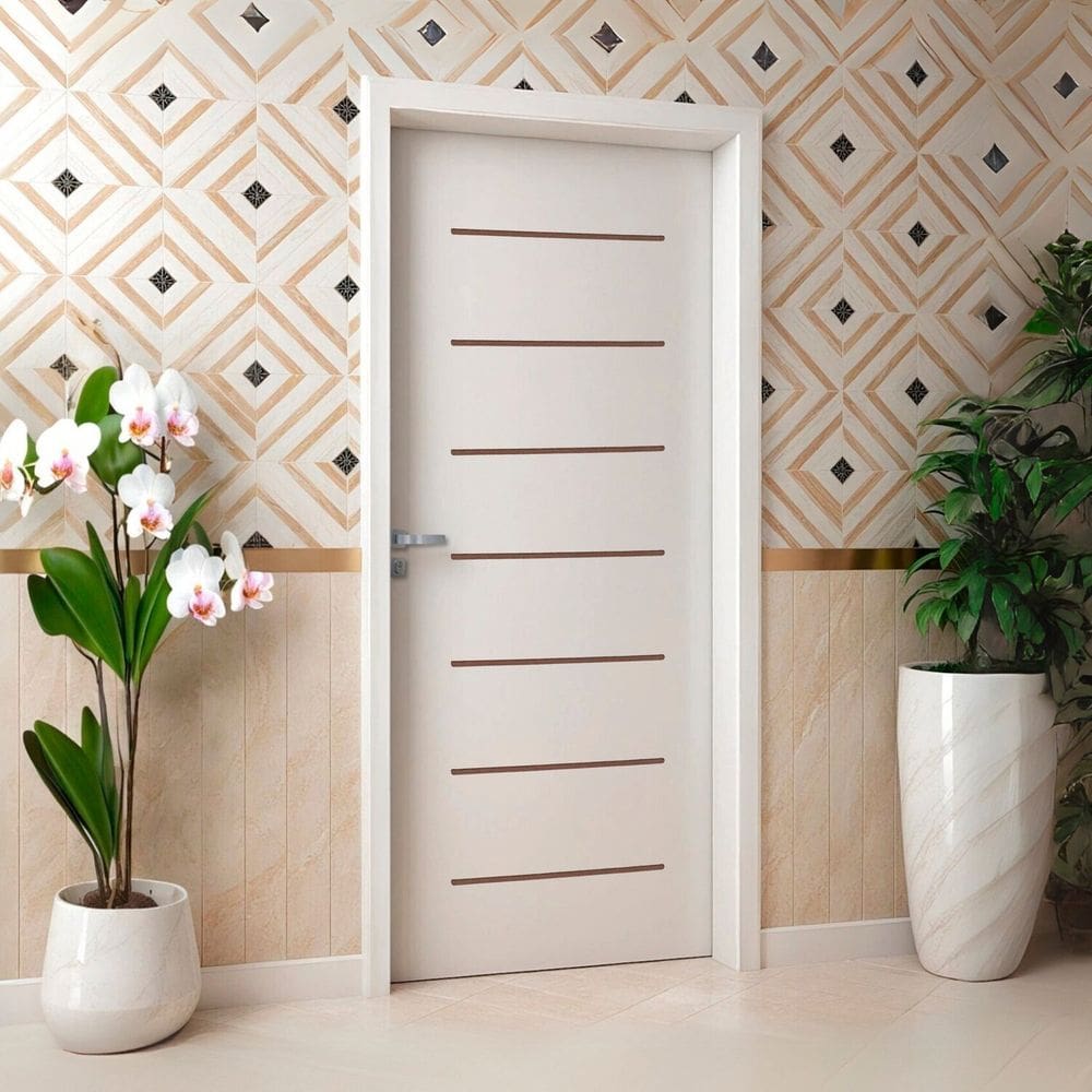 Kit Porta de Madeira 215x86cm Batente 20cm com Guarnição Cristal Primer Uniportas