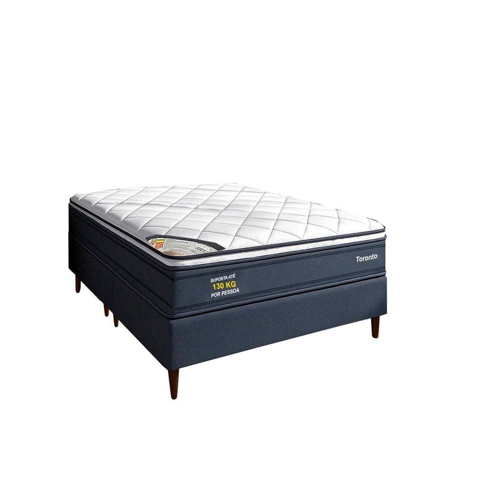 Conjunto Colchão Toronto Pkt 10 Eps Flex com Box Invertido 193x70cm Luxo Cinza/Branco