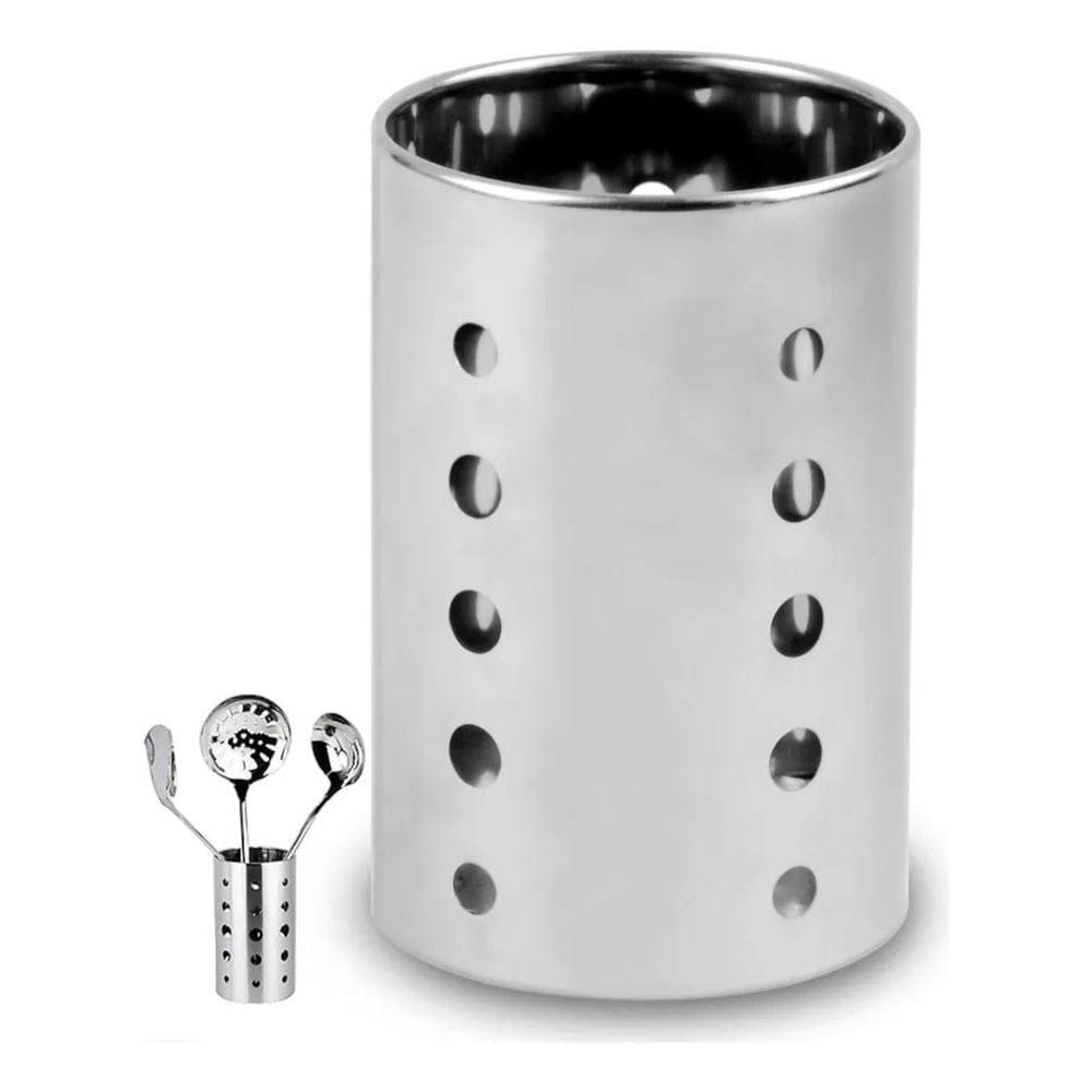 Porta Talheres Escorredor Aço Inox Vazado Cozinha