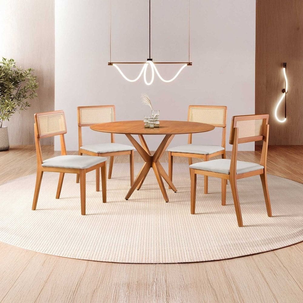 Conjunto de Sala de Jantar Mesa 120 Cm com 4 Cadeiras Ava Cinza/Marrom