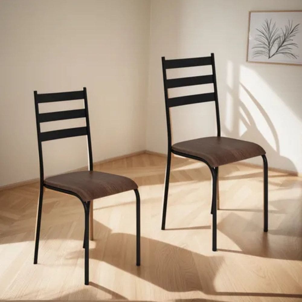 Kit 2 Cadeiras para Cozinha e Sala de Jantar 541.sli Preto/Mogno