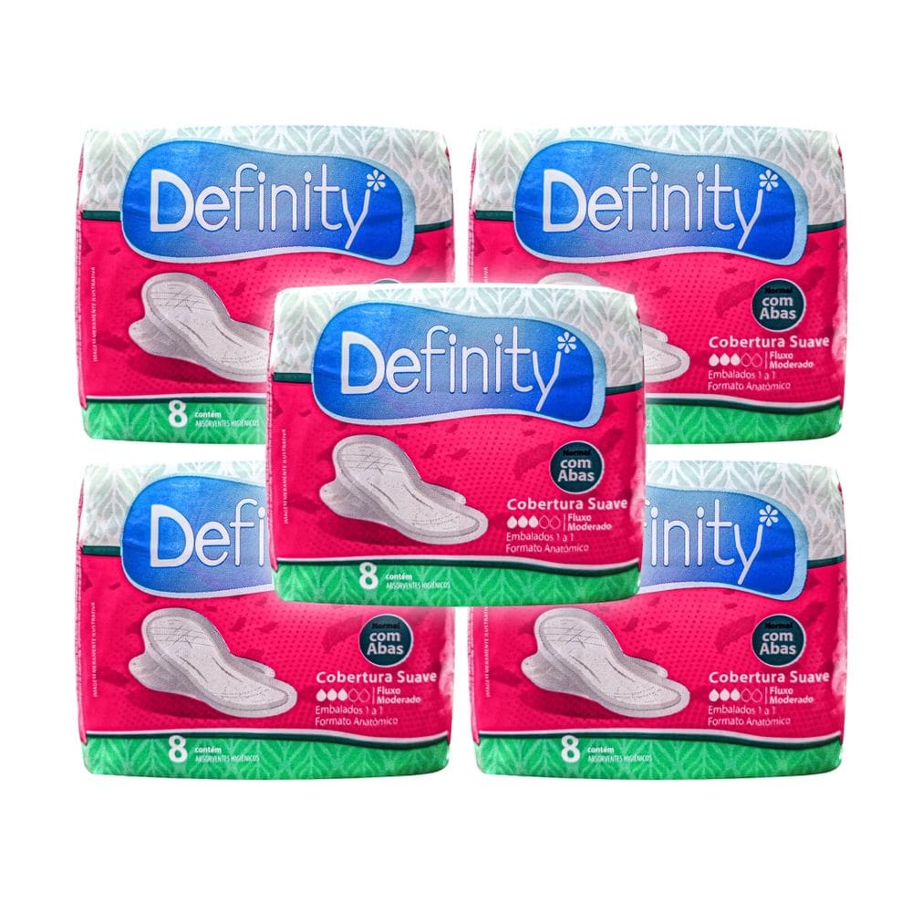Kit 5 Absorvente Definity C/Abas C/8 Cada