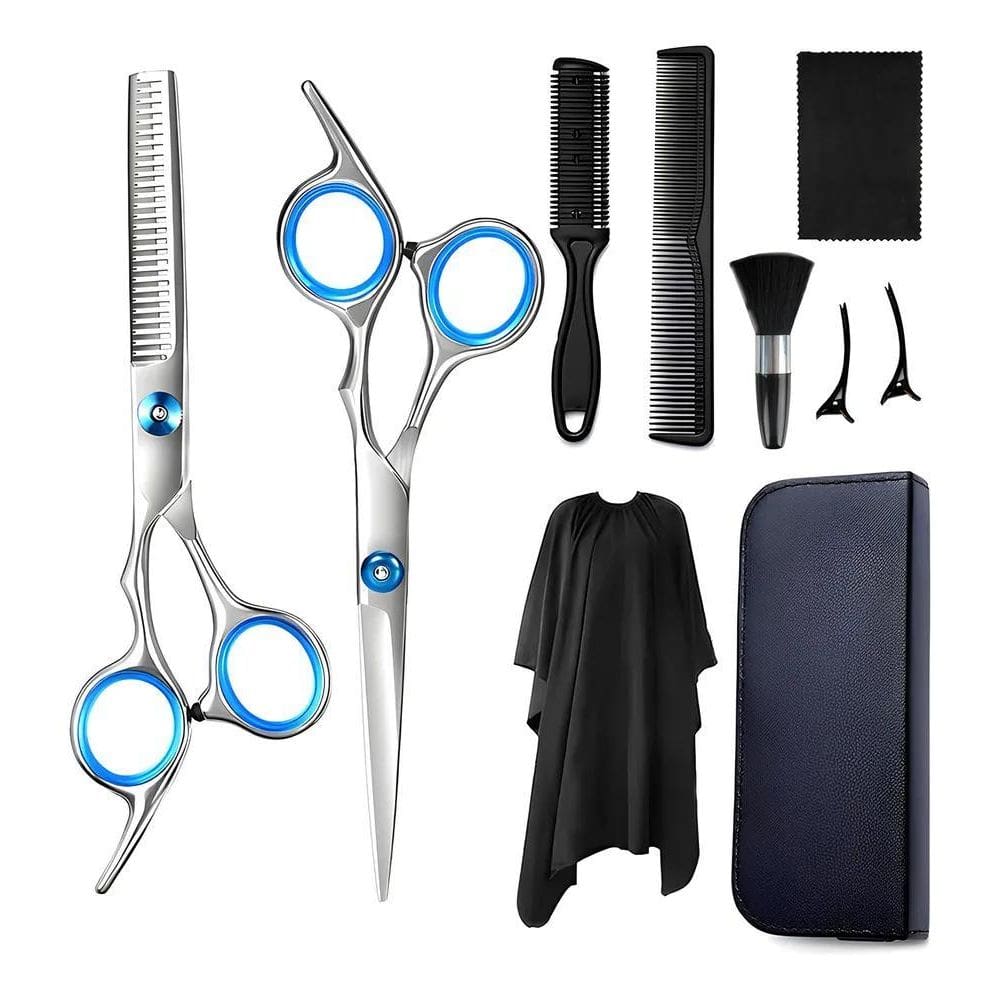 10X Kit Tesouras Barbeiro E Cabeleireiro Para