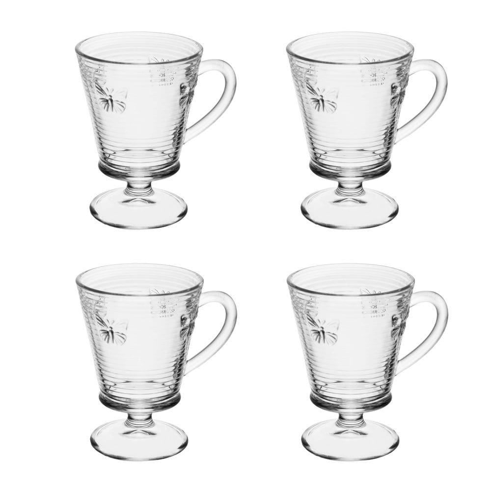 Cj 4 Taças de Vidro P/Cappuccino Lines Butterfly Transparente 240ml Wolff