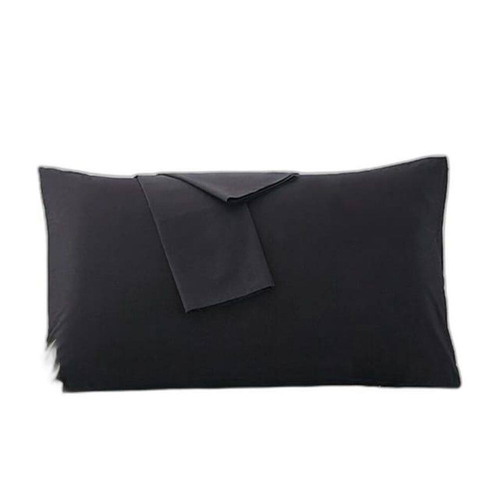 Fronha Avulsa Preto Lisa Envelope Malha Travesseiro 70X50Cm