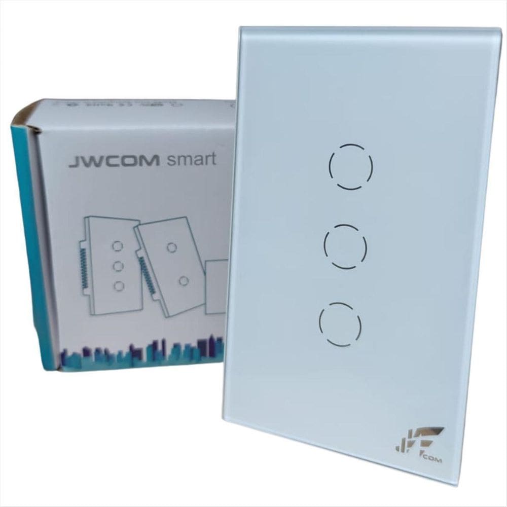 Interruptor Touch Wifi Rf 433Mhz Jwcom 3 Botões