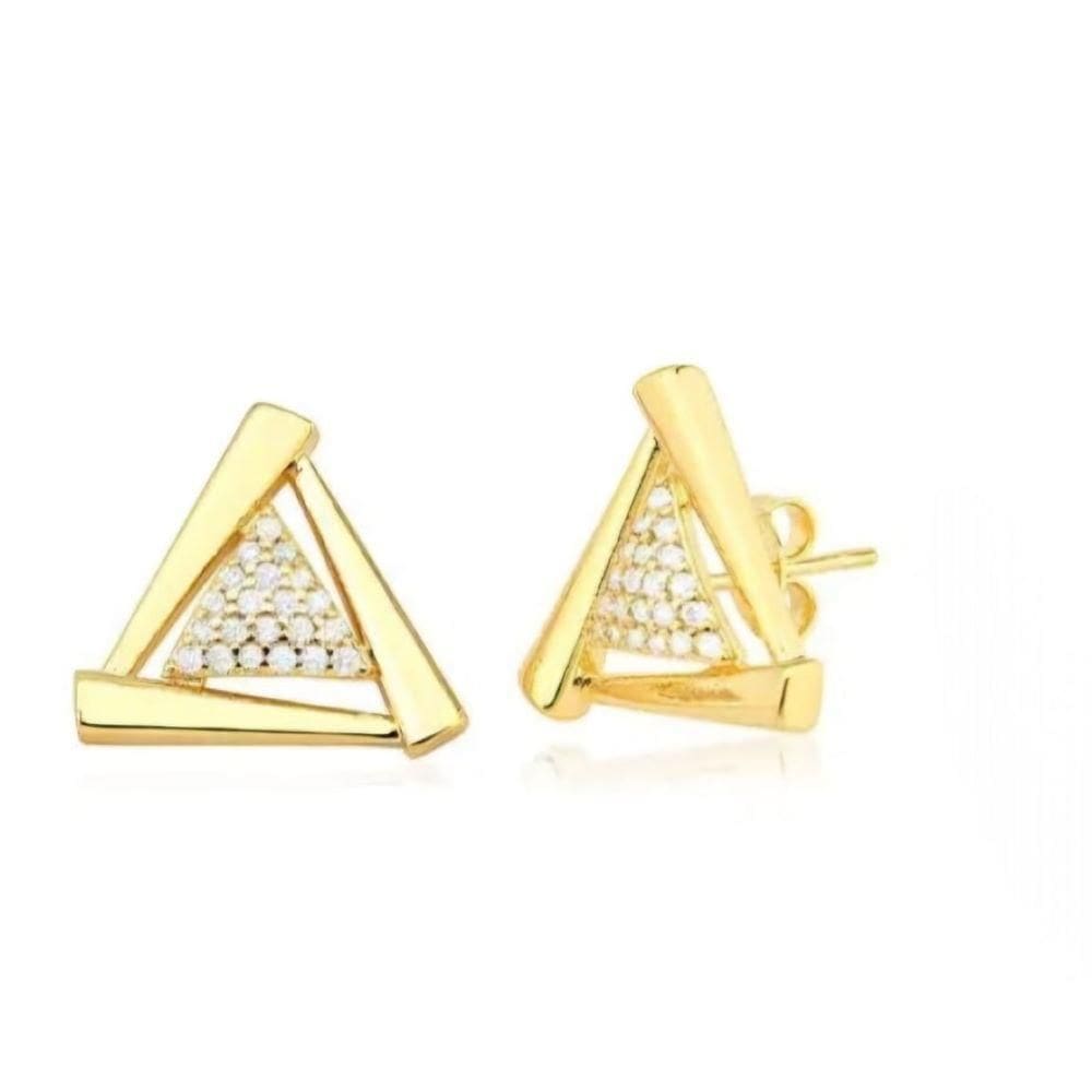 Brinco Triangulo Com Microzirconias Dourado Lizzy Fatin