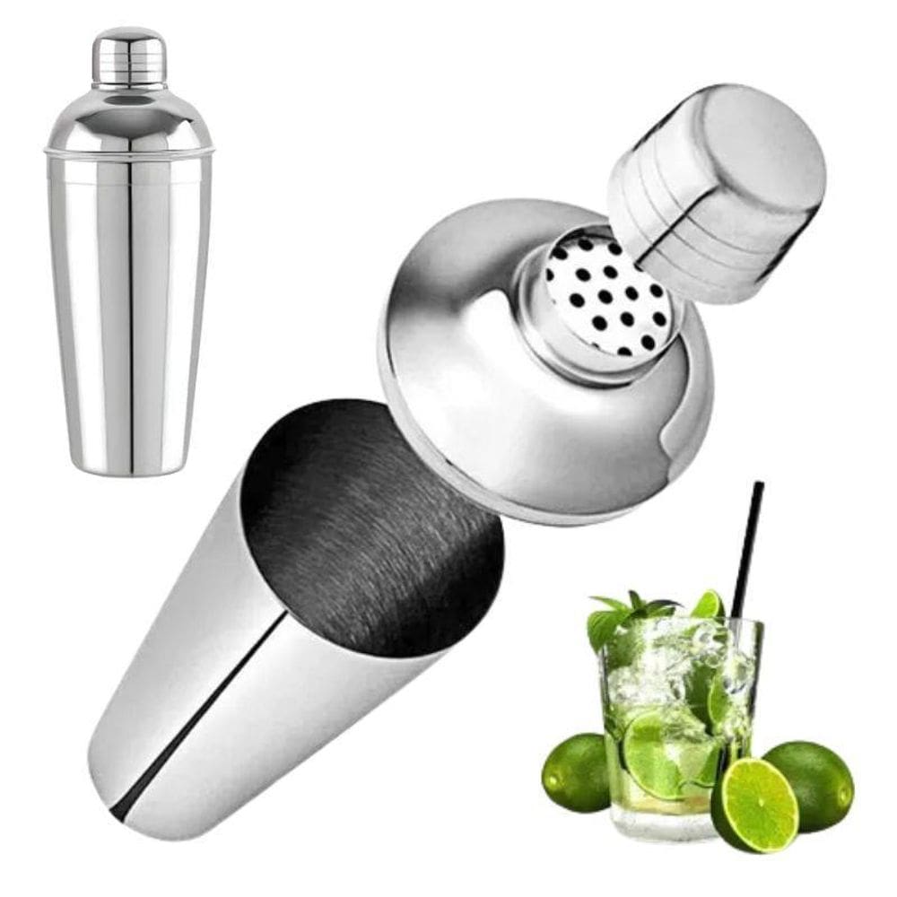Coqueteleira Aço Inox 750Ml Com Filtro E Tampa Dosador 25Ml