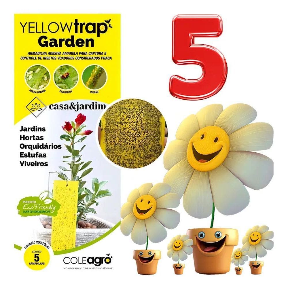3X Armadilha Amarela Adesiva Contra Insetos - 05 Unidades