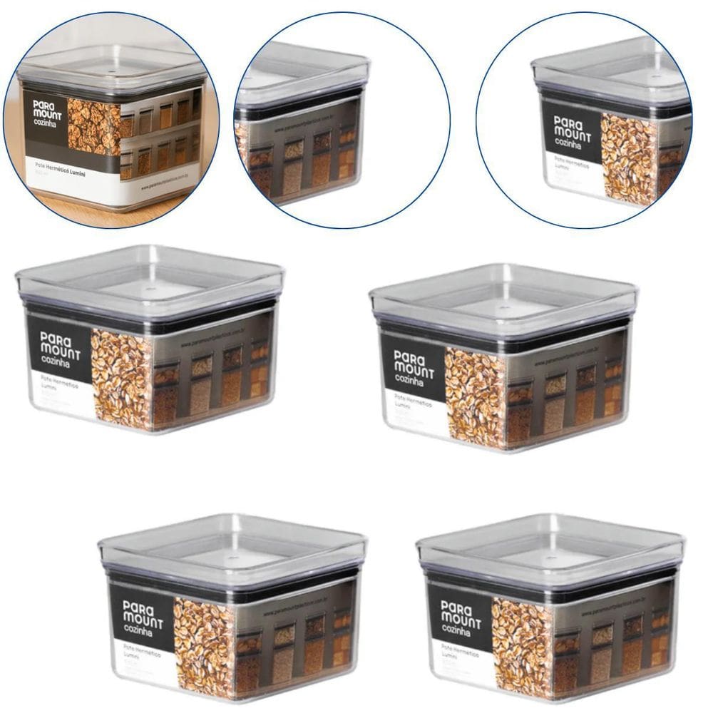 Kit 4 Pote Para Alimentos Tampa Hermética Organizador 830Ml