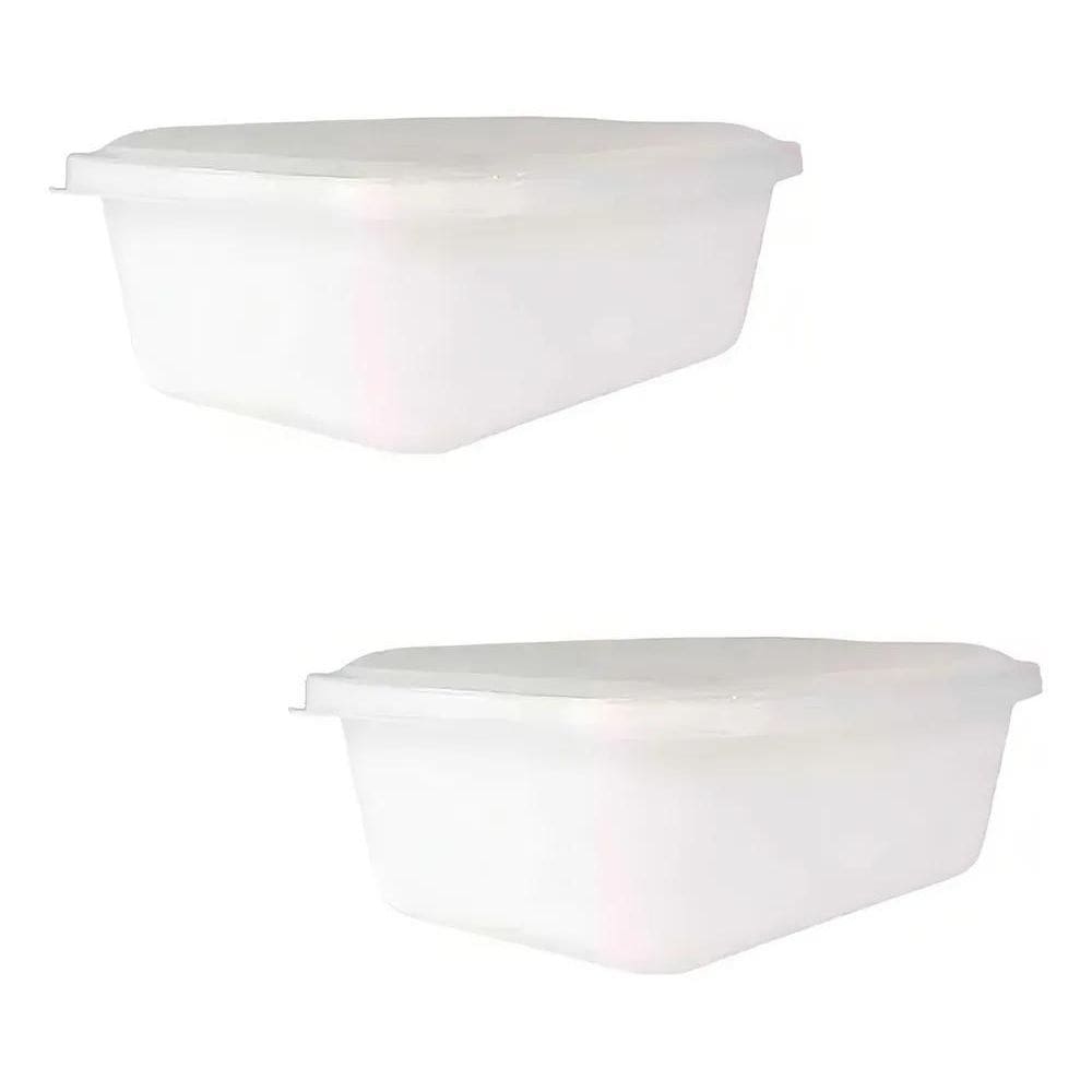 2X Pote Plástico Branco 490Ml C/Tampa Delivery C/10Un R-021