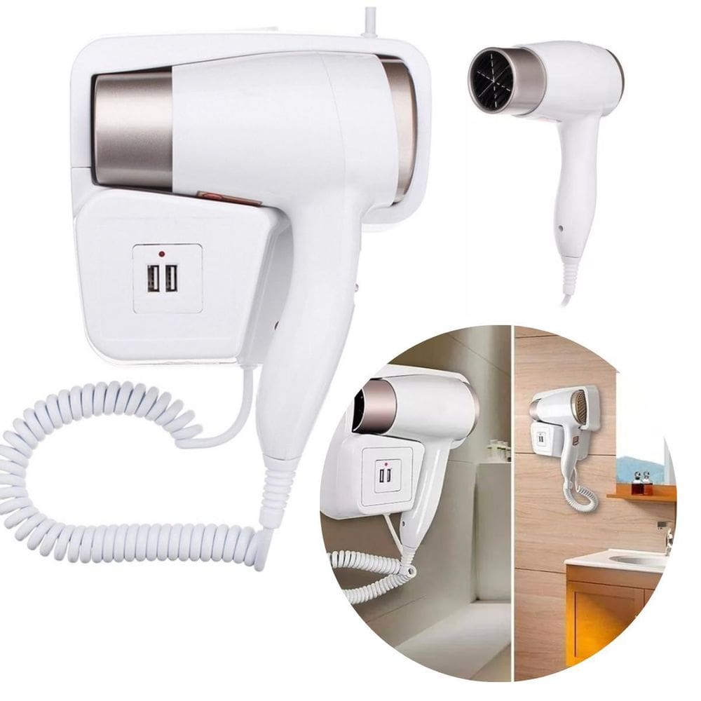 Secador De Cabelo Portatil Com Usb Hotel Parede Fixo Branco