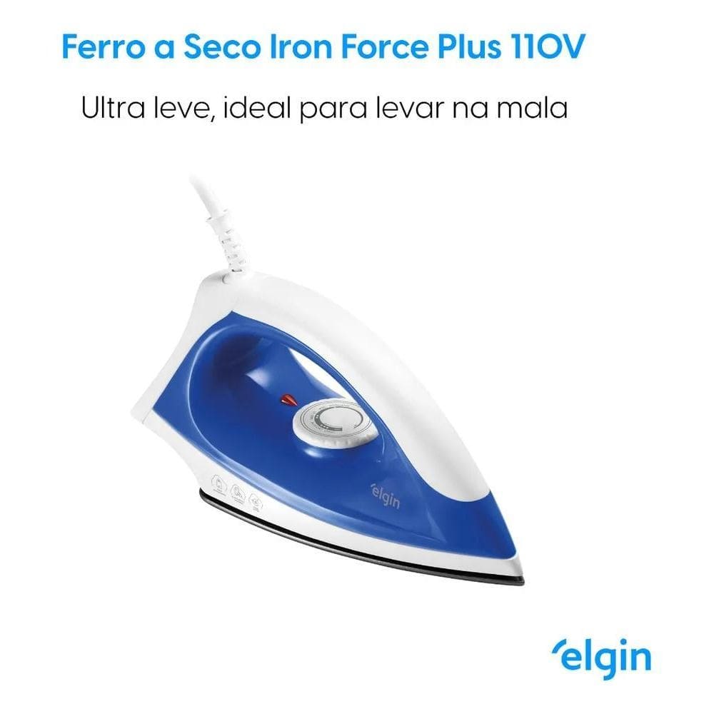 2X Ferro Passar Roupa A Seco Antiaderente Force Plus Elgin C