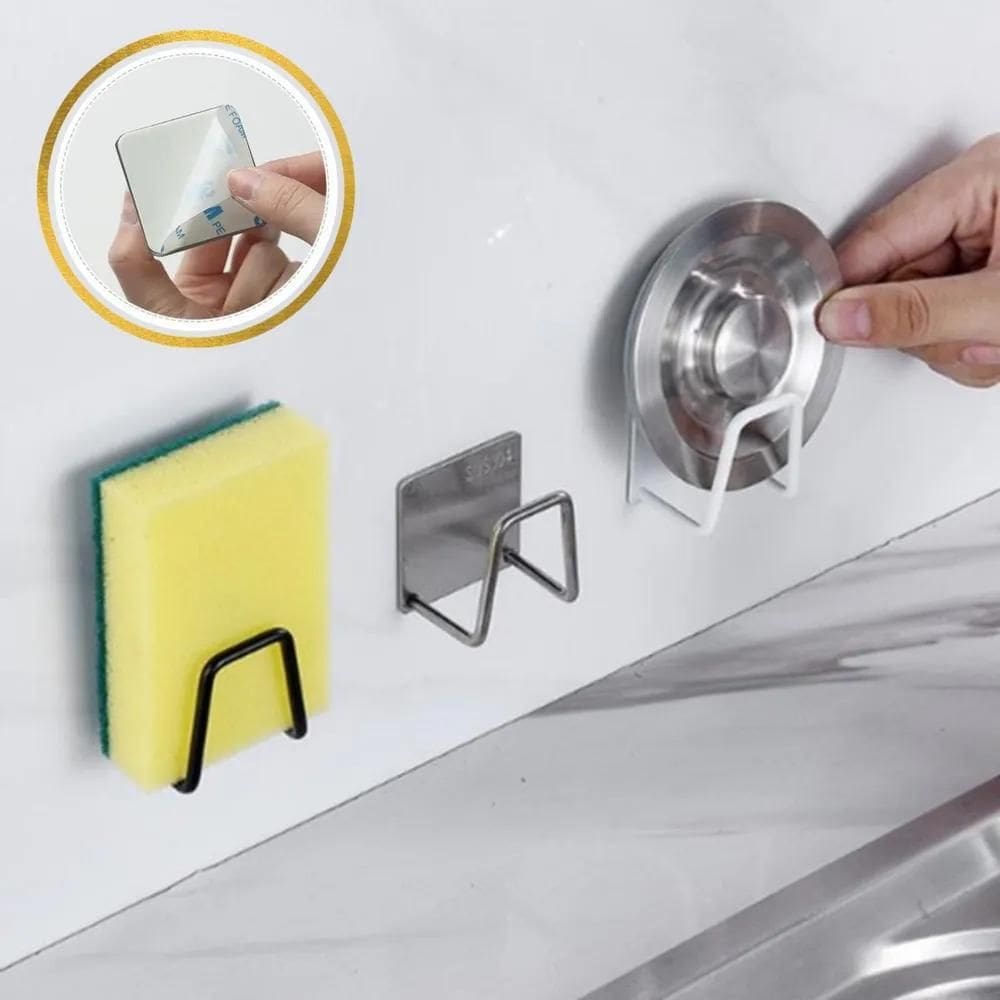 10X 2 Suporte De Esponja Bucha Pia Aço Inox Louça Cozinha G