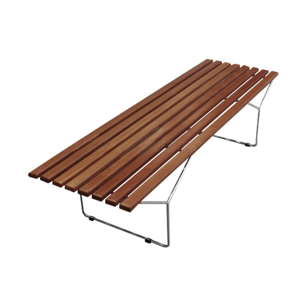 Banco Bertoia Ripado em Madeira Imbuia Base Cromada