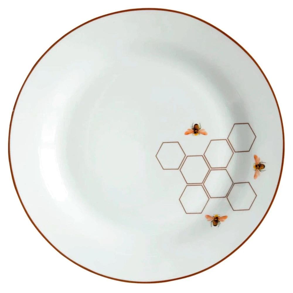 Jogo De Pratos Rasos 27Cm Kit 4 Peças Porcelana Brown Rim