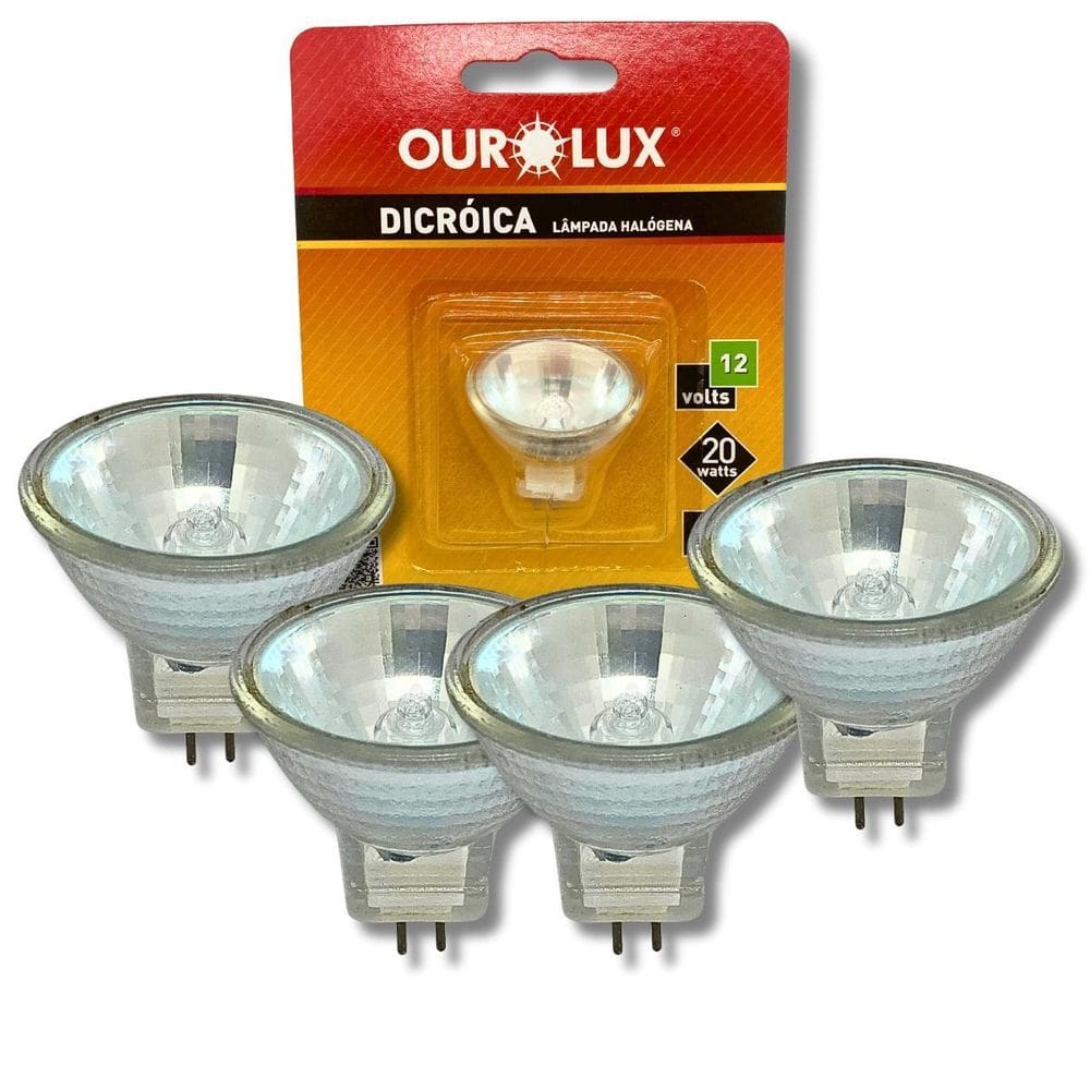 Kit 4 Lâmpadas Mini Dicróica Mr11 20W 12V Gu4 30 Halógena