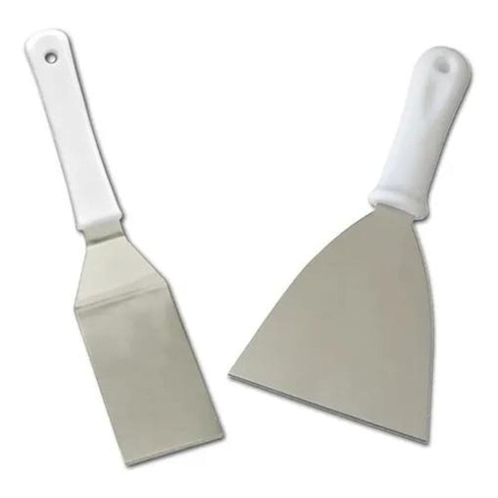 Kit 2 Espátulas Curva 26Cm + Reta 25Cm Chapeira Lanche Chapa