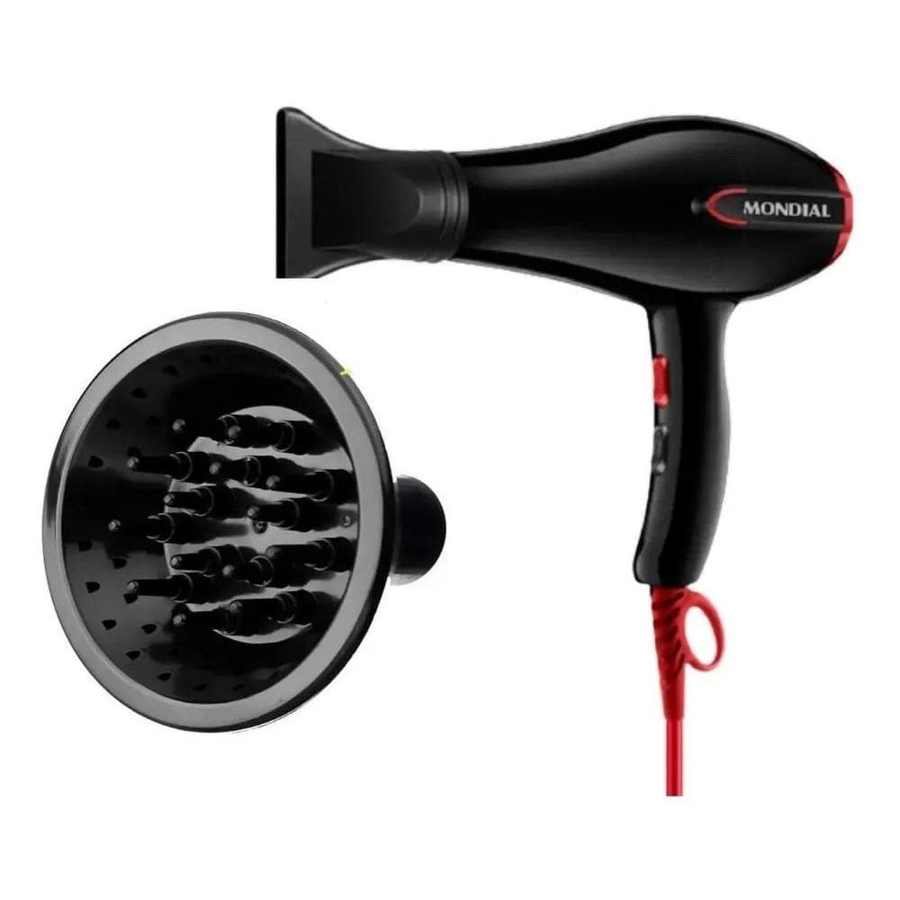 10X Secador Com Difusor De Cachos Mondial Turbo Color Red