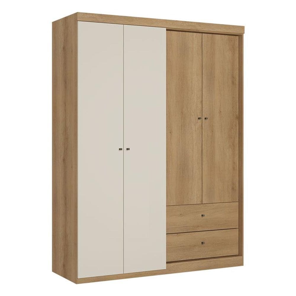 Guarda Roupa Solteiro Star 4 Portas Capuccino Off White Acetinado - THB