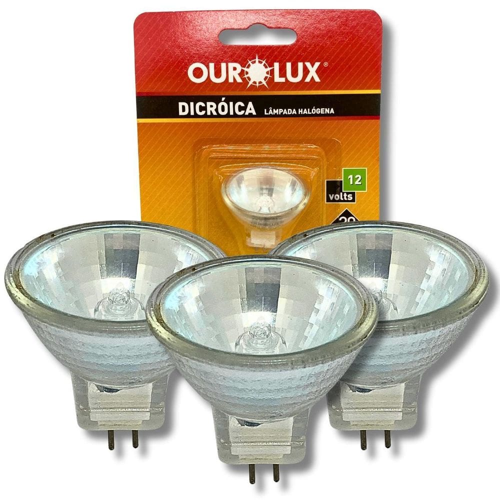 Kit 3 Lâmpadas Mini Dicróica Mr11 20W 12V Gu4 30 Halógena