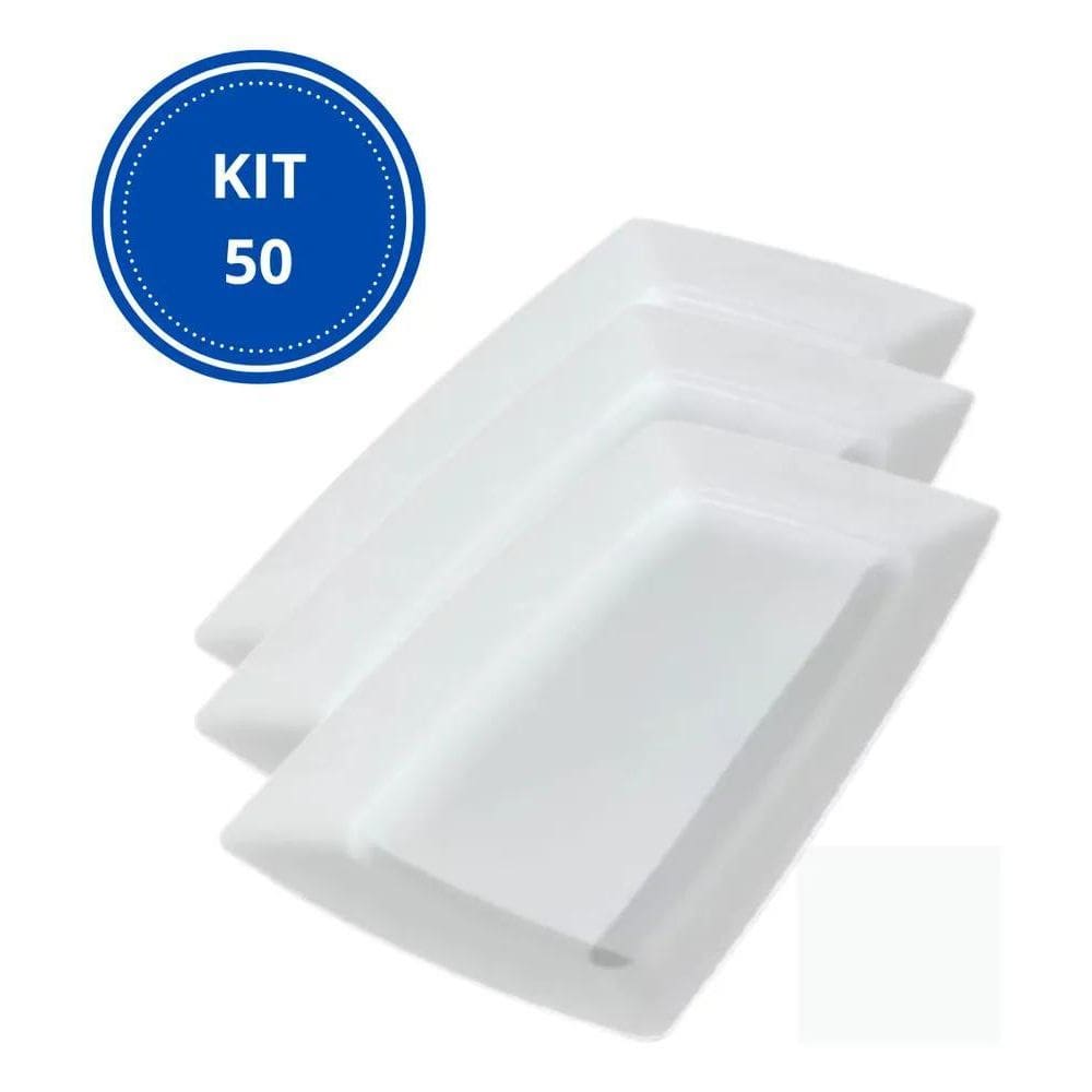 2X Kit 50 Pratos Bandeja Petisqueira Pastel Espeto Lanche