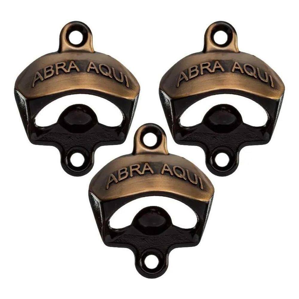 Kit 3 Abridor Garrafa De Parede Pequeno Vintage Abra Aqui