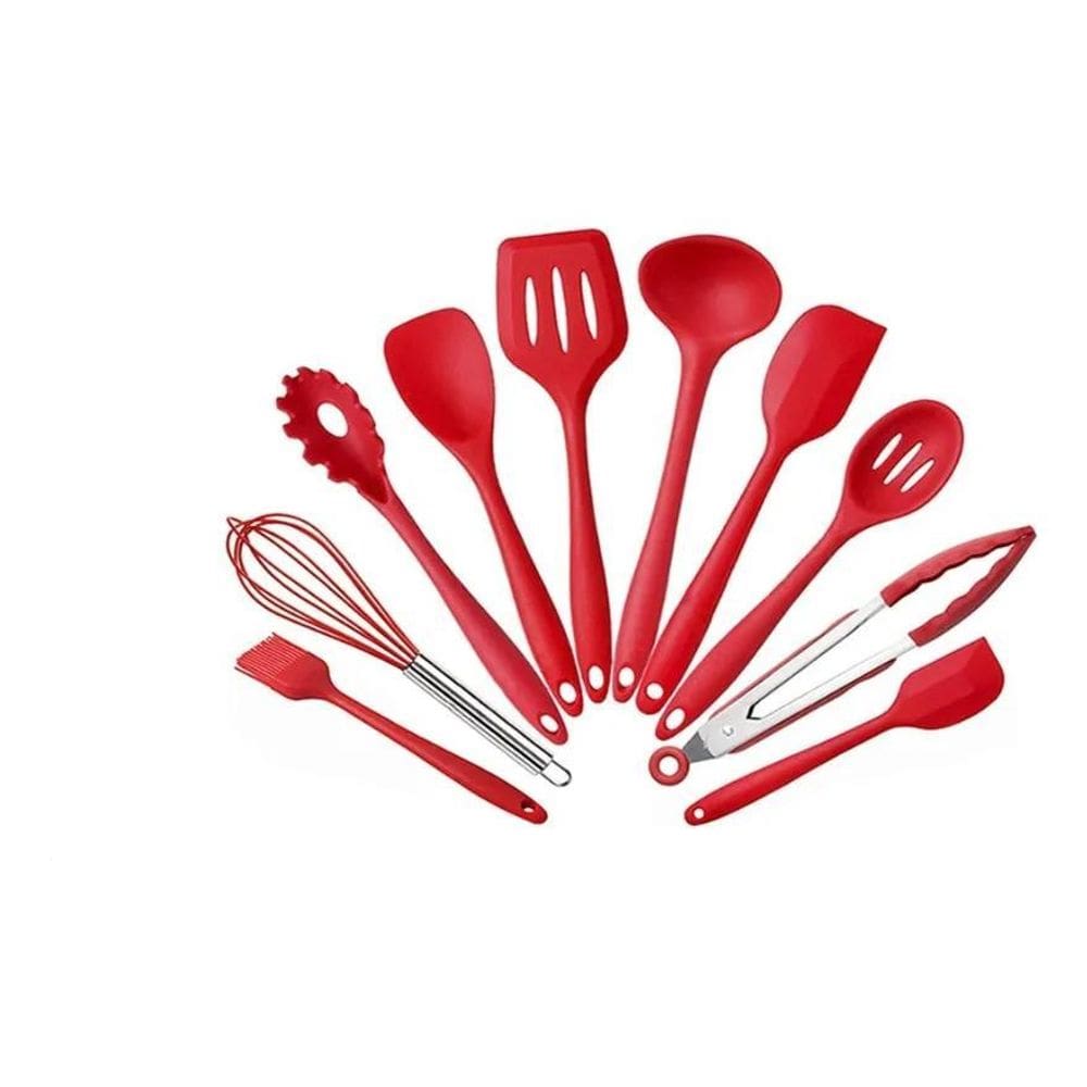 Jogo Com 10 Espátulas De Silicone Utensilio Resistente