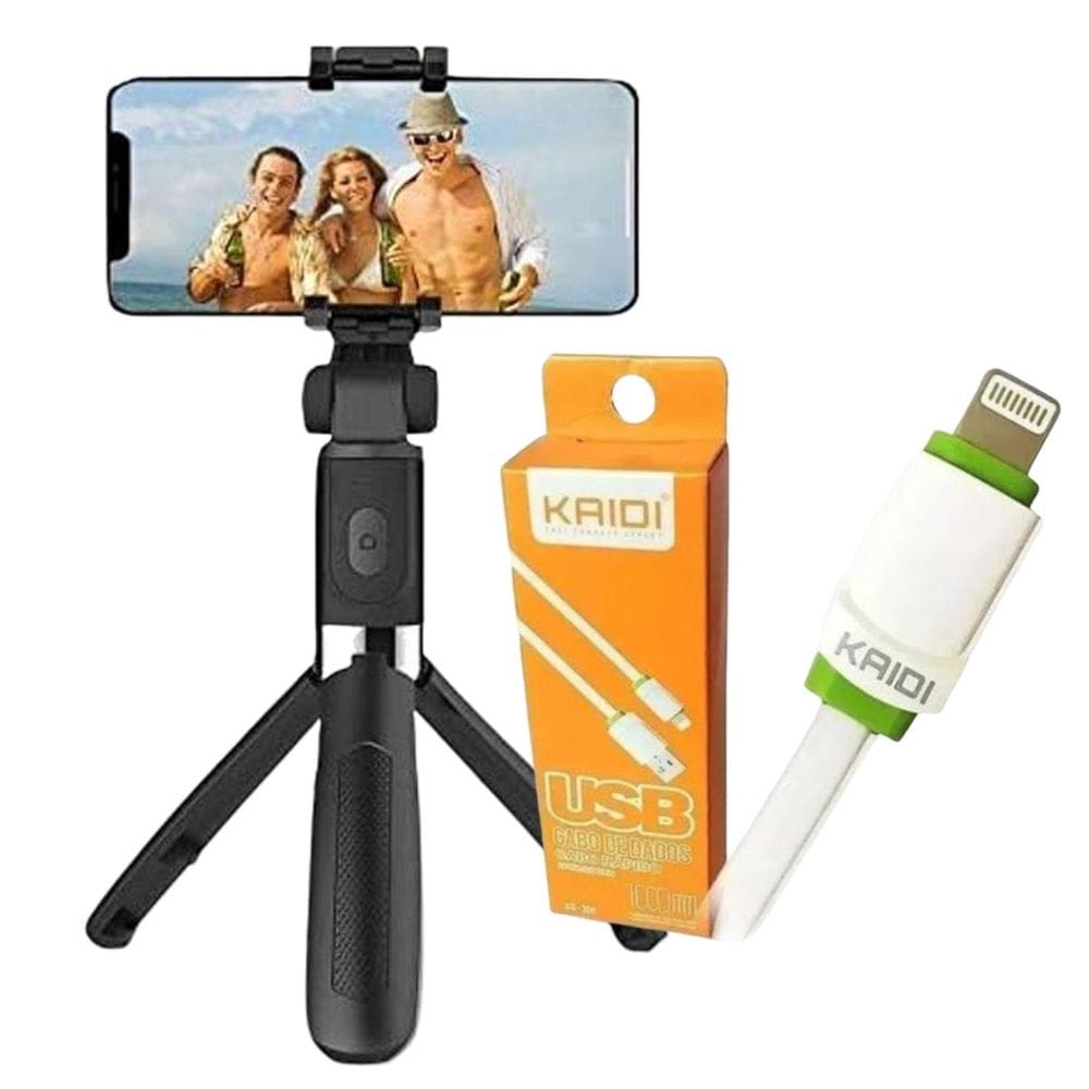Bastão de Selfie Tripé 360º Bluetooth + Cabo USB lphöne