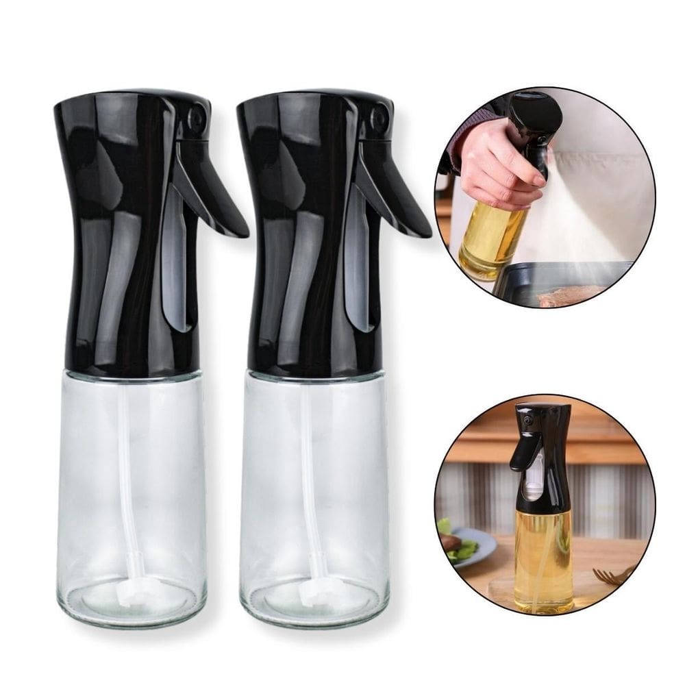 Kit 2 Porta Azeite De Vidro Frasco Borrifador Cozinha 180Ml