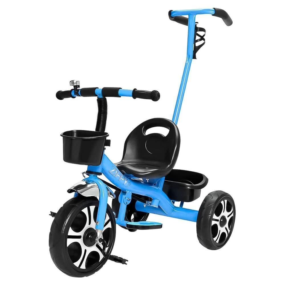 Triciclo Infantil Azul Com Pedal Cestinha E Guiador Para Meninos Zippy Toys