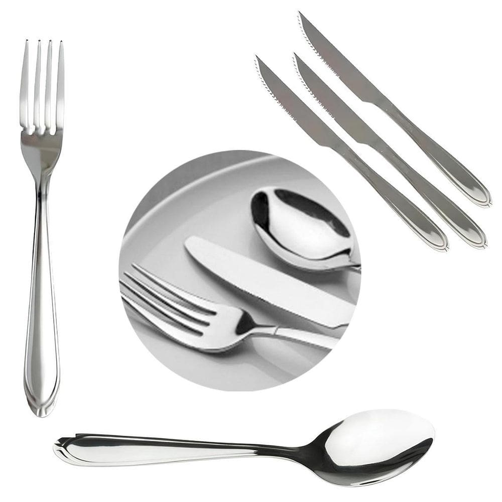 Kit 36 Peças Faca De Churrasco Colher Garfo Monaco Inox