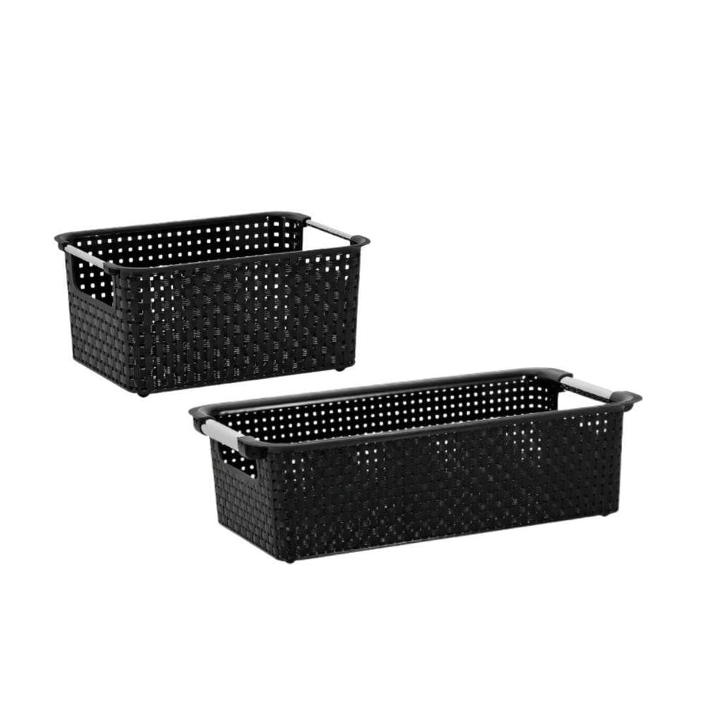 Kit Cestos Organizadores Niquelart 01 E 03 Rattan Preto