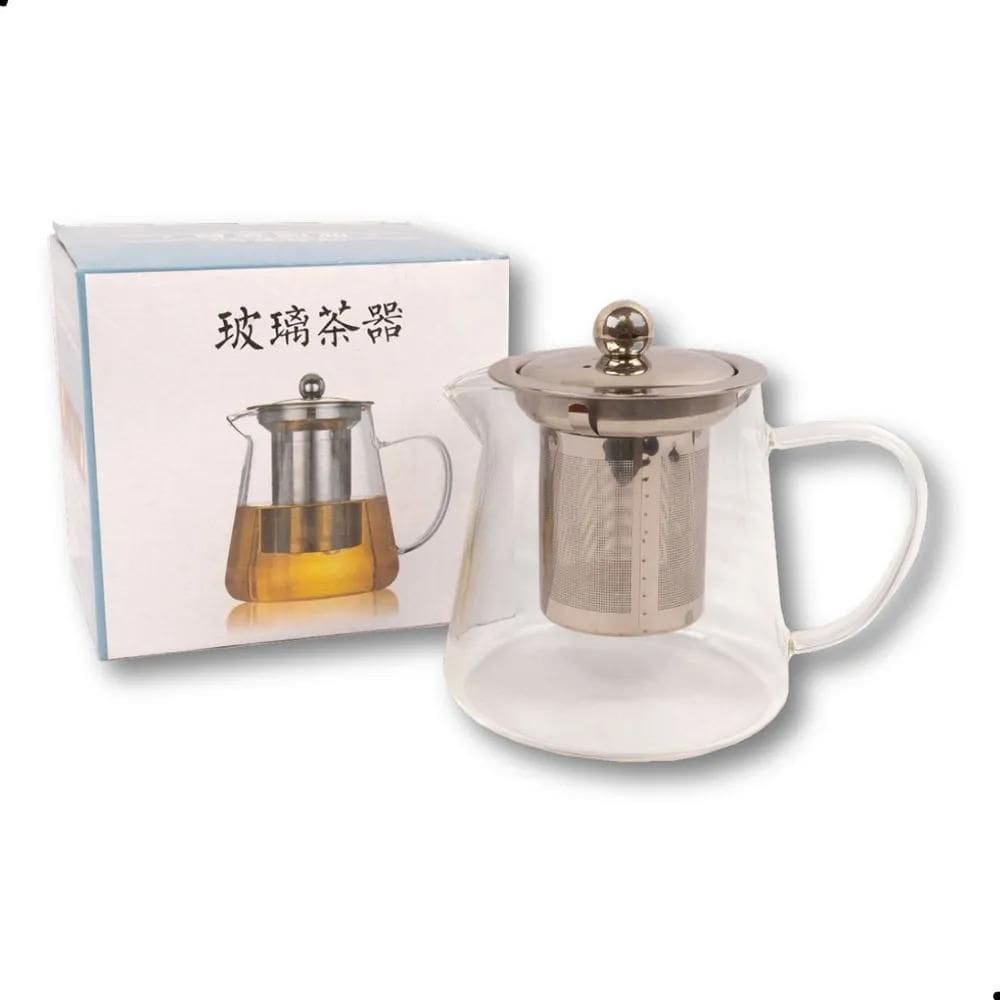 2X Chaleira De Vidro Com Infusor Bule 550Ml Coador Chá E Caf