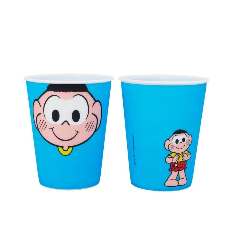 Jogo 2 Copos Plástico Cascão Azul 400Ml Turma Da Mônica