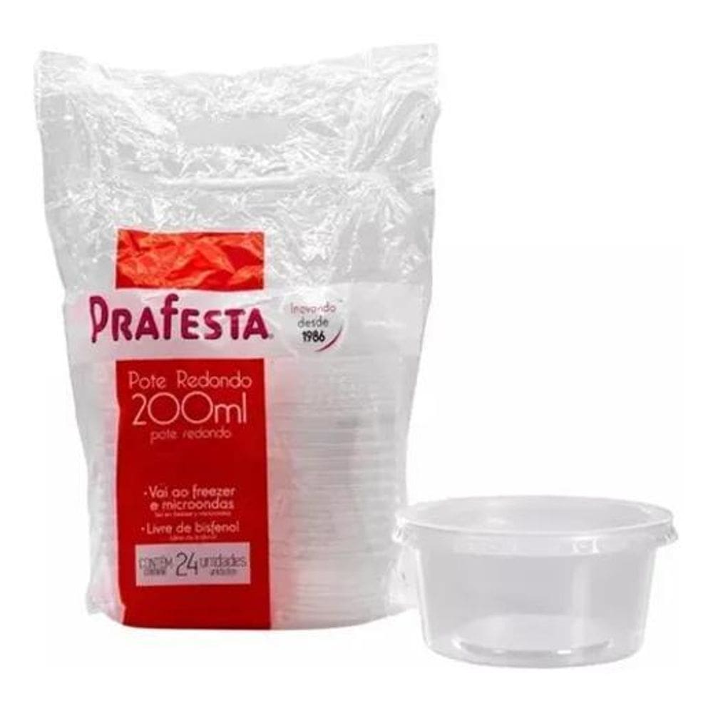 2X Pote Descartável Redondo 200Ml Freezer Microondas C/Tp 48