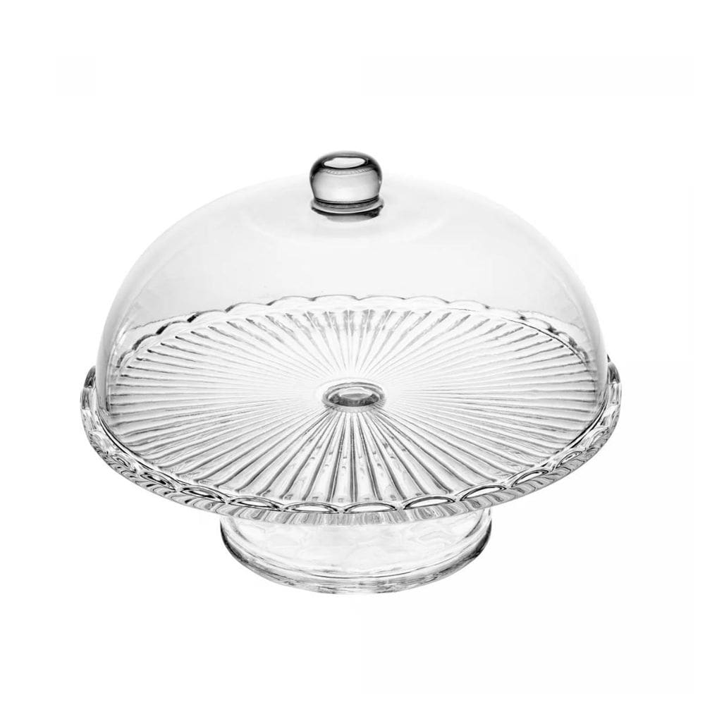 Prato Para Bolo Com Pé De Vidro E Tampa Bangkok 29Cmx21Cm