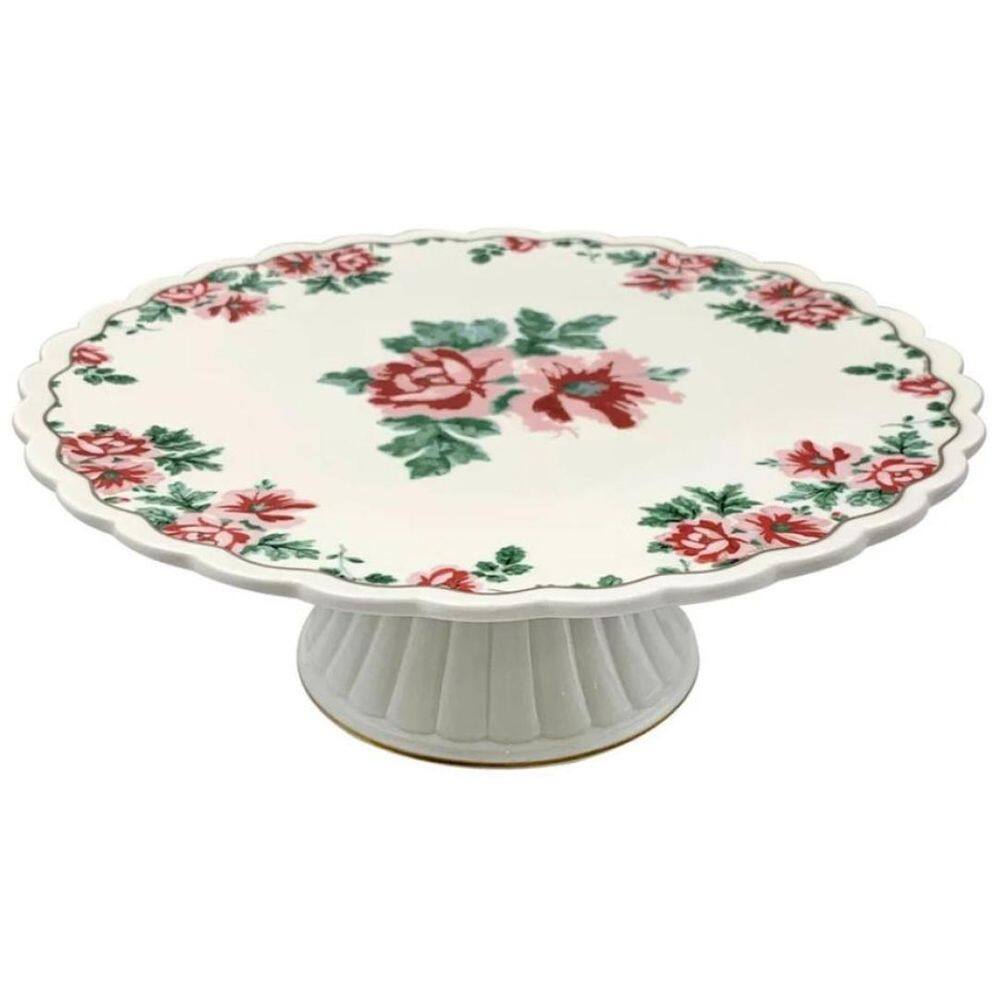 Prato Para Bolo Com Espatula Em Porcelana New Bone