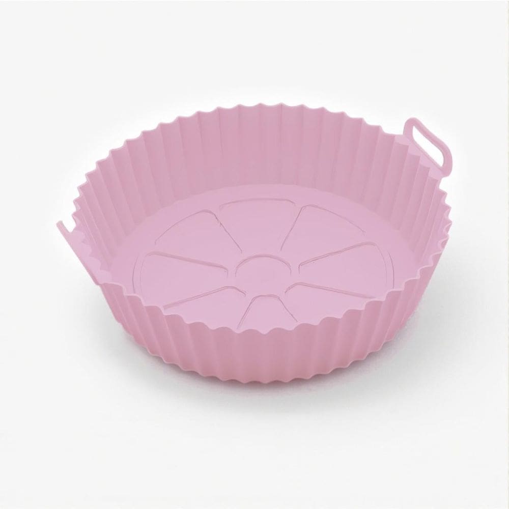 Forma De Silicone Para Airfryer Rosa 16Cm Reutilizável