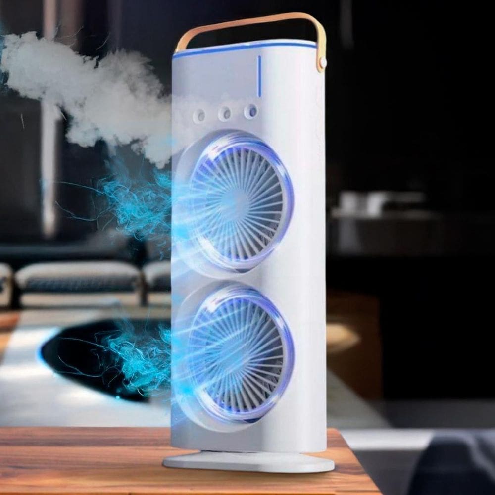 Ventilador Portátil Usb Duplo Torre Potente Led Mesa