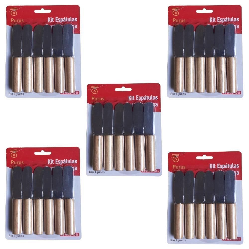 Kit 30 Espátulas P/Manteiga Geleia Patê Em Inox Cabo Madeira