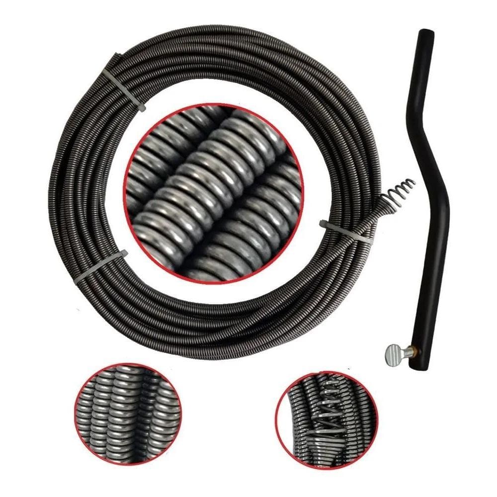 2X Desentupidor Manual De Aço Tipo Mola 15M Para Esgotos Can