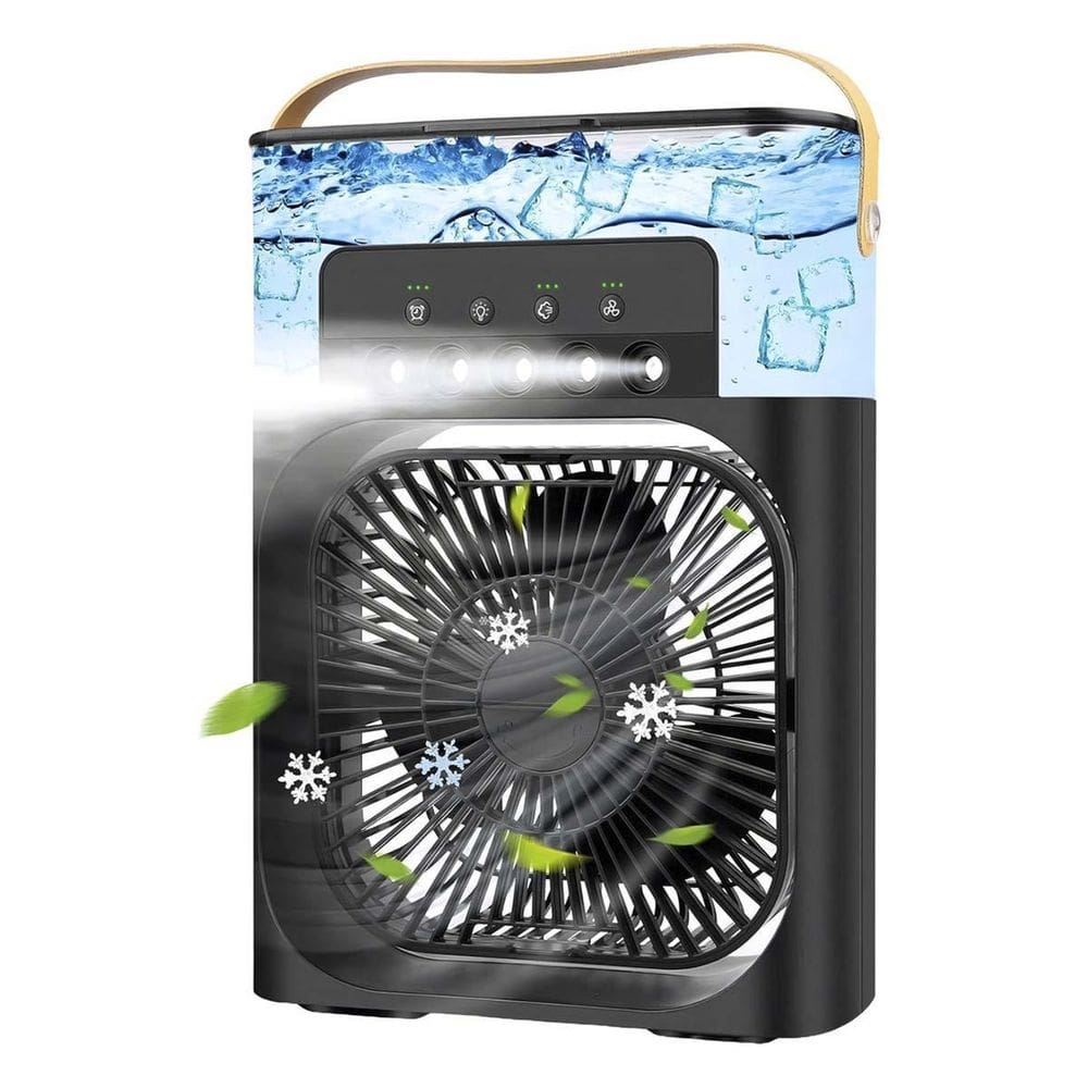 Ventilador Umidificador 3 Velocidades Usb C Rgb Preto